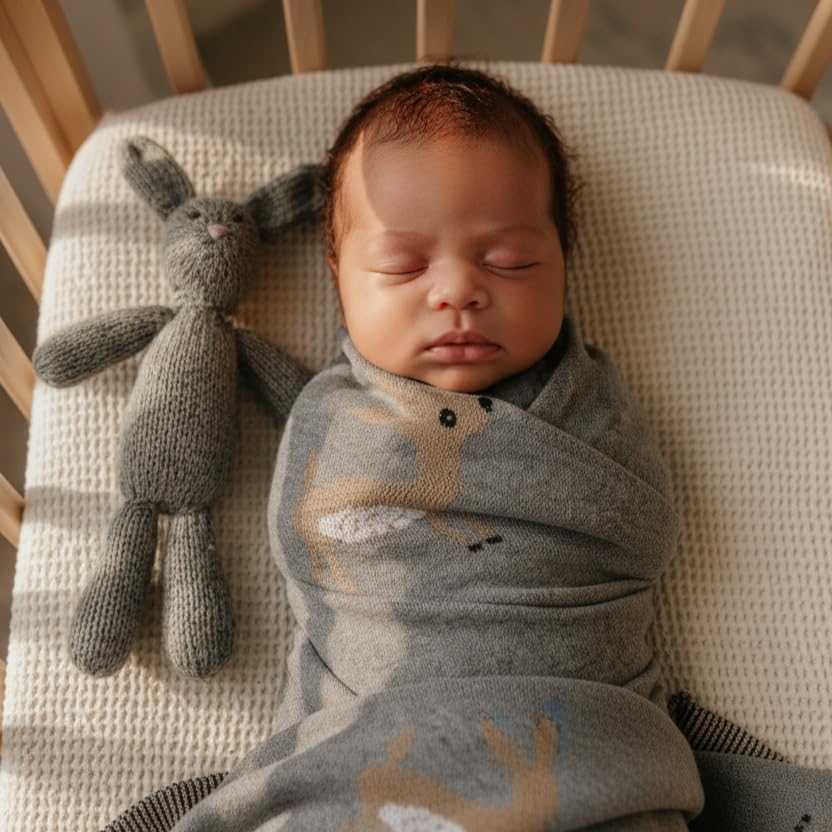 Bleu La La swaddle folded neatly showcasing size and quality