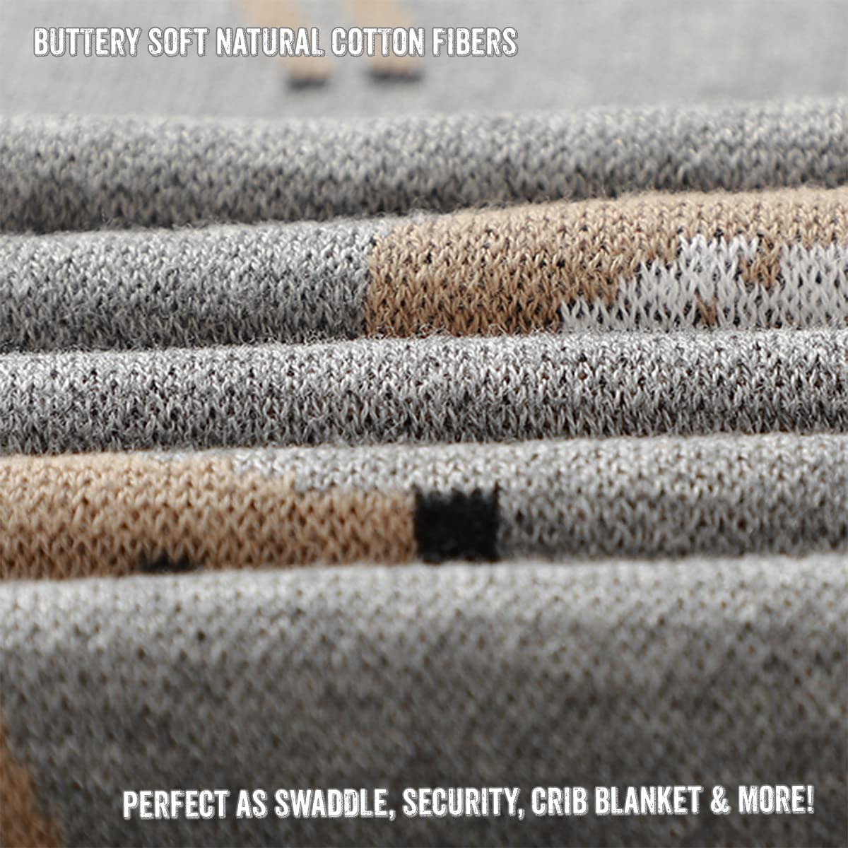 Bleu La La swaddle ready for stroller outings in neutral deer grey