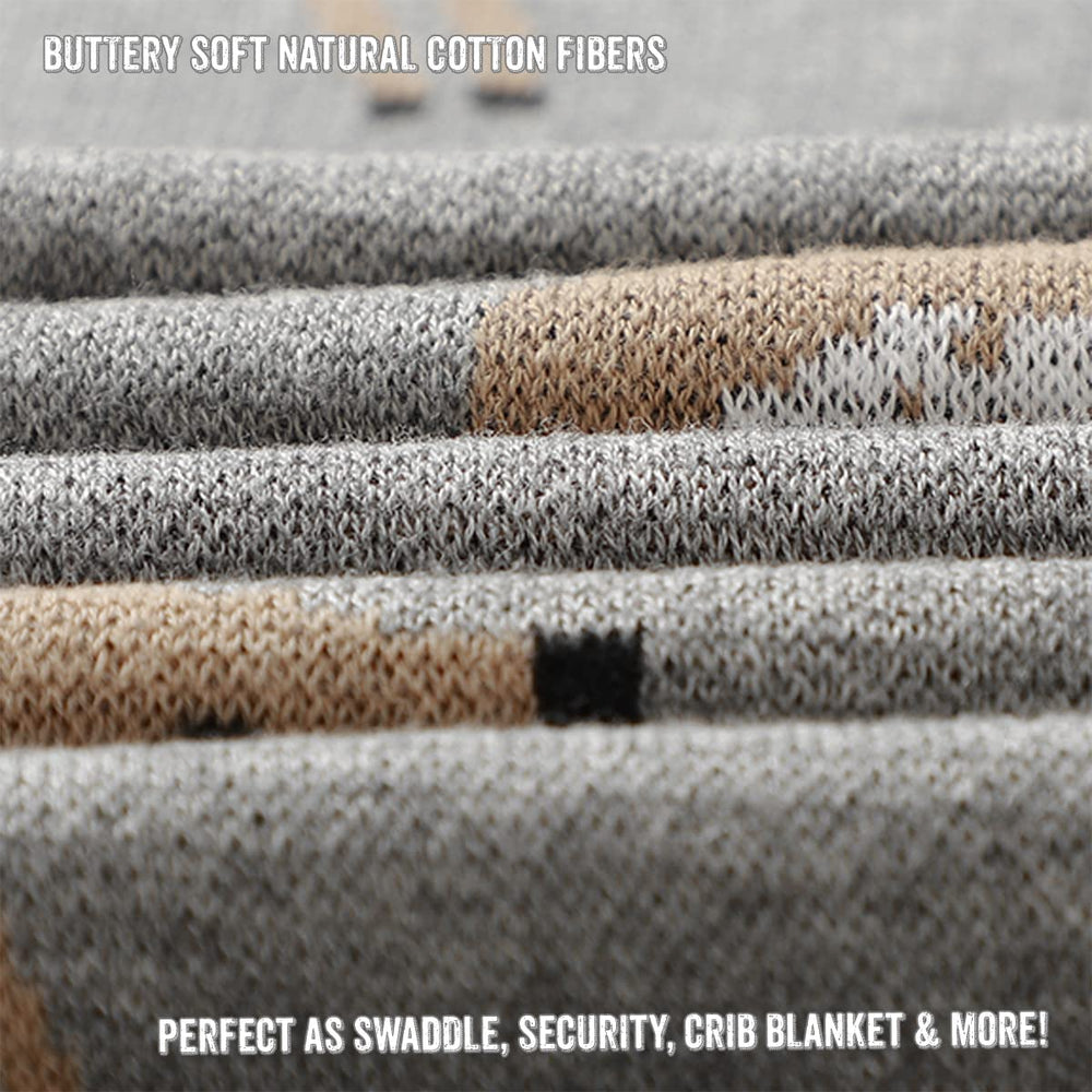 Bleu La La swaddle ready for stroller outings in neutral deer grey