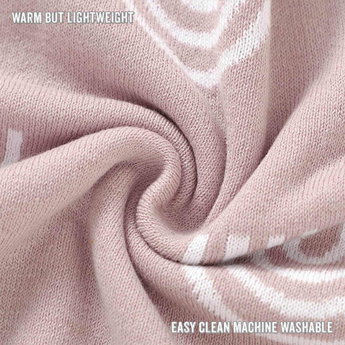 Bleu La La Knit Baby Swaddle Rainbow Pink ribbon detail highlights premium gift quality.