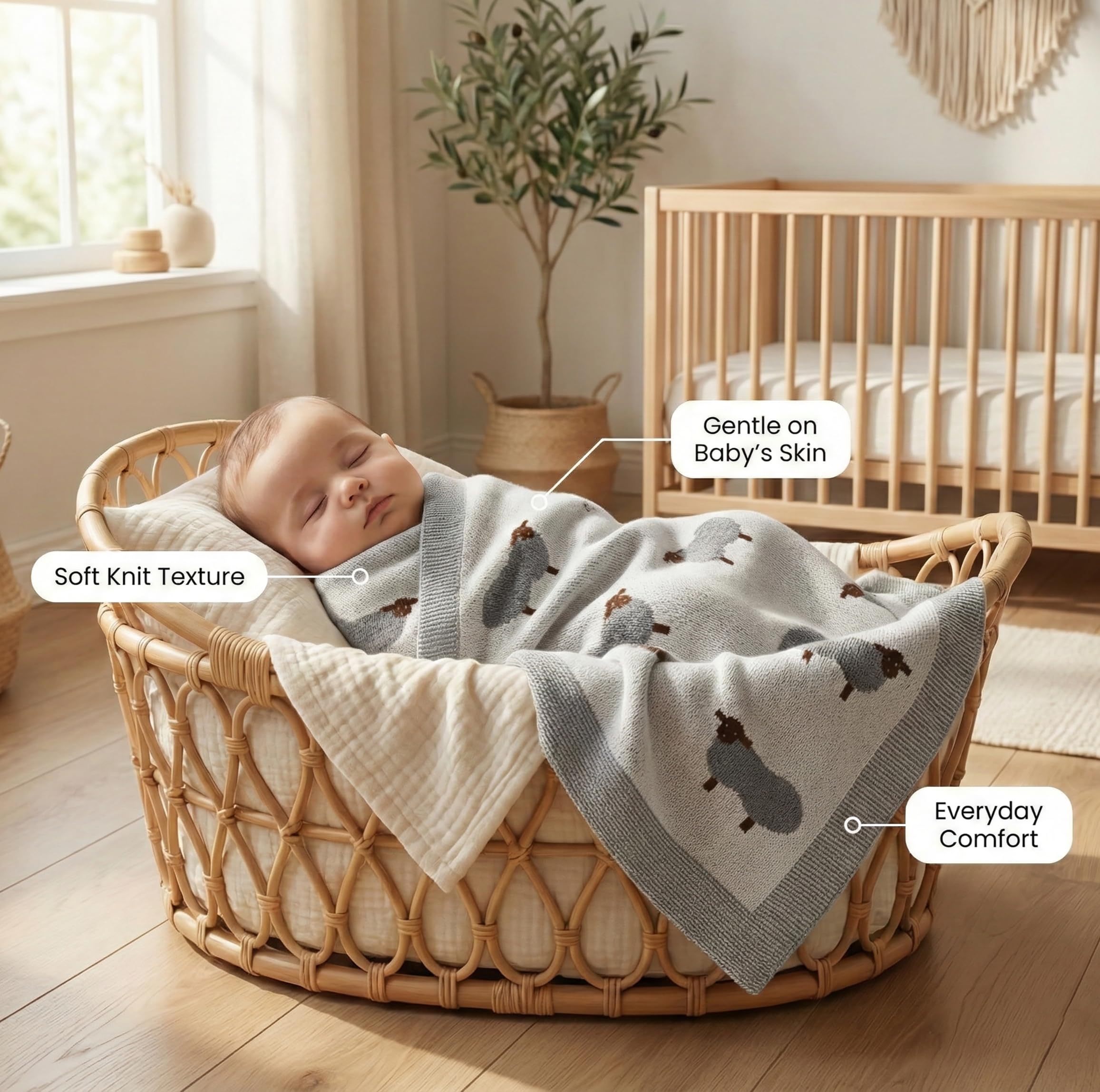 Bleu La La lightweight cozy blanket for year round use