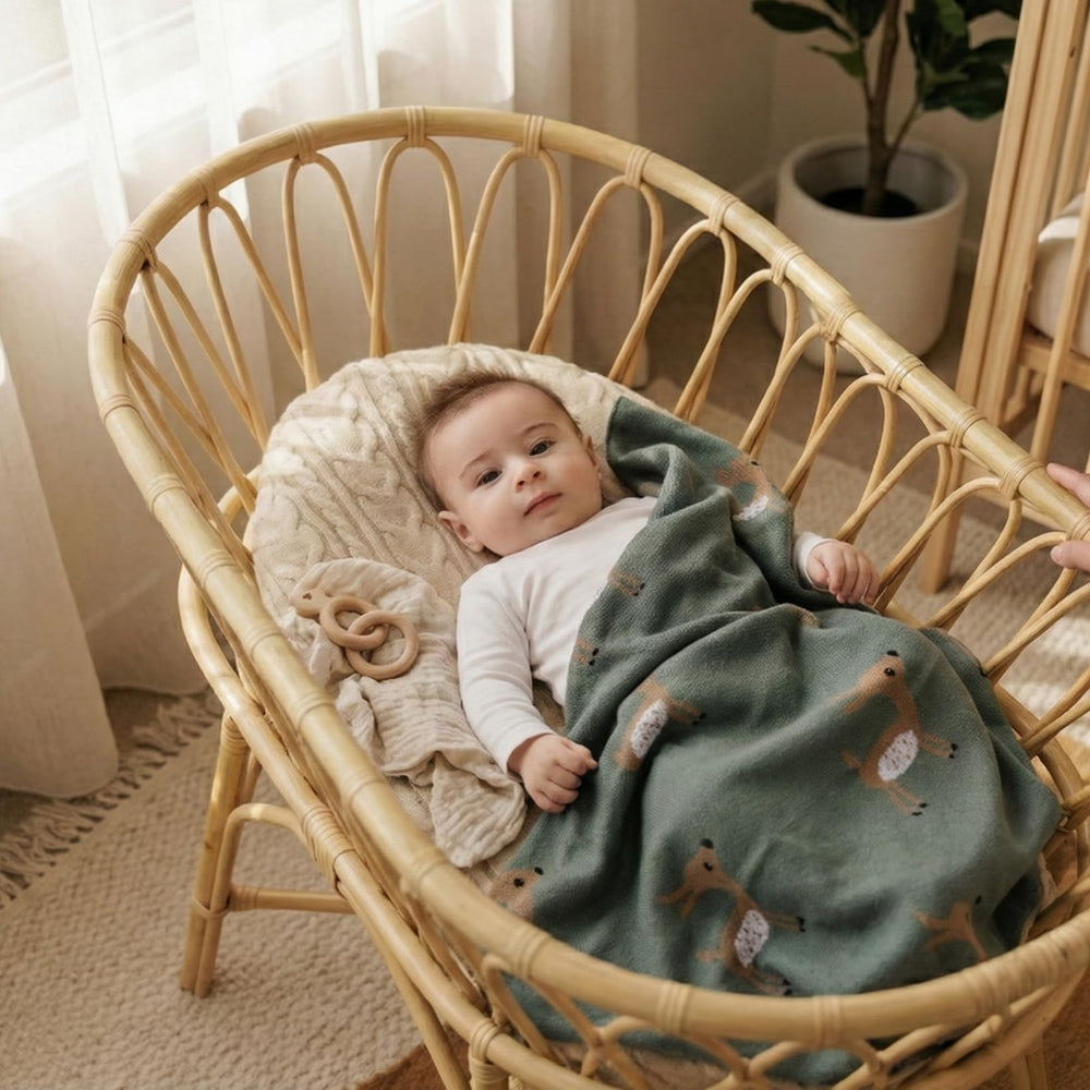 Bleu La La lightweight knit keeps little one cozy without overheating