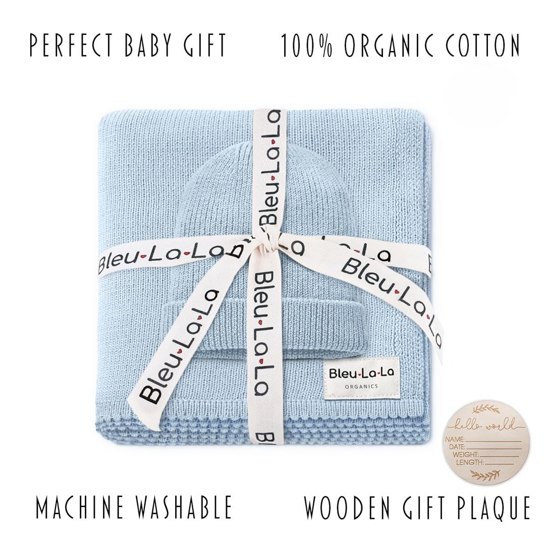 Bleu La La organic cotton blanket 36x32 versatile for baby