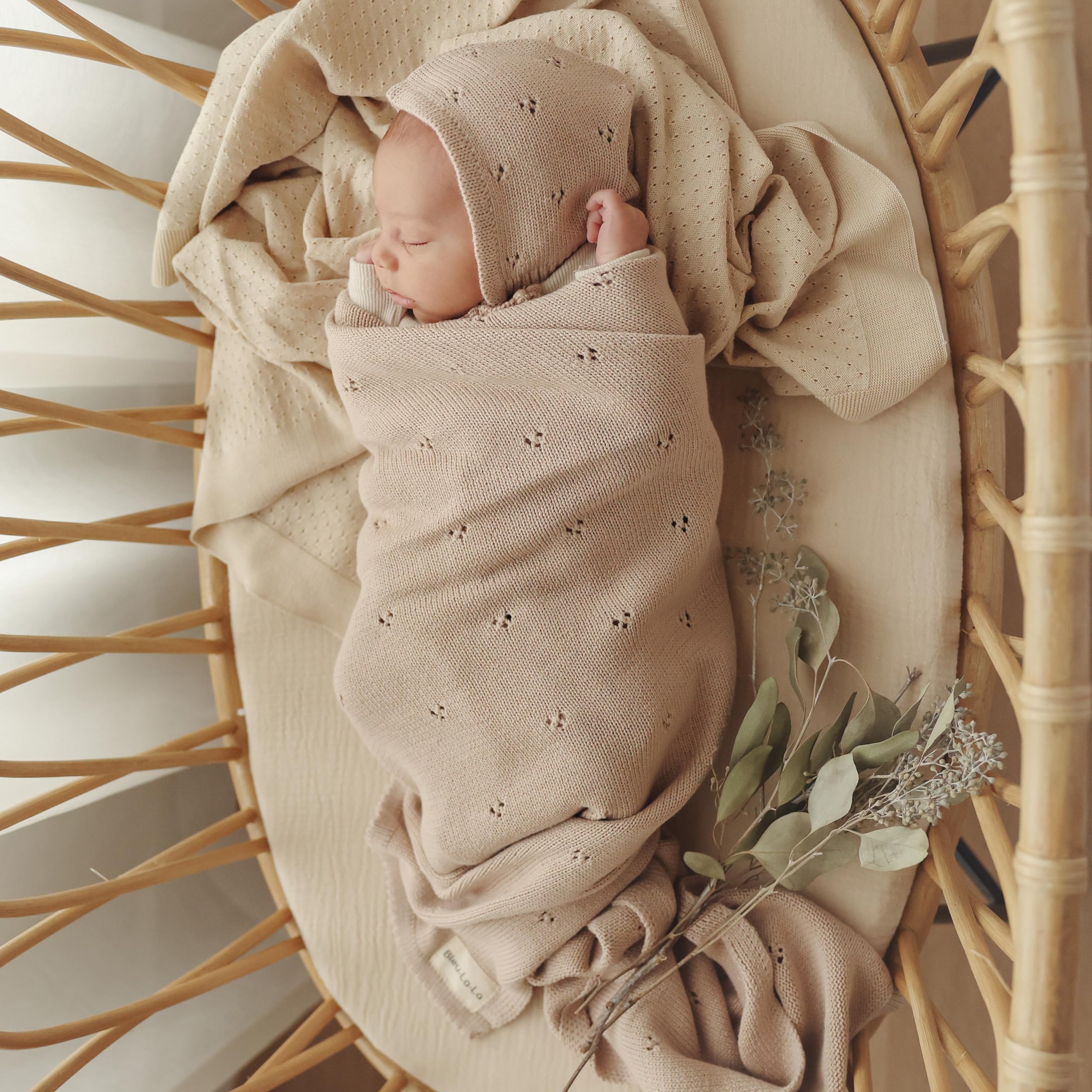 Bleu La La organic cotton fabric detail highlights natural, gentle touch