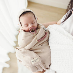 Bleu La La Organic Cotton Knit closeup highlights soft texture and premium GOTS-certified fibers.