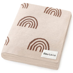 Bleu La La rainbow taupe baby blanket folded for a cozy nursery display