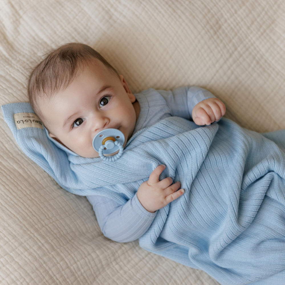 Bleu La La Registry-Ready Blanket shown as ideal baby shower gift