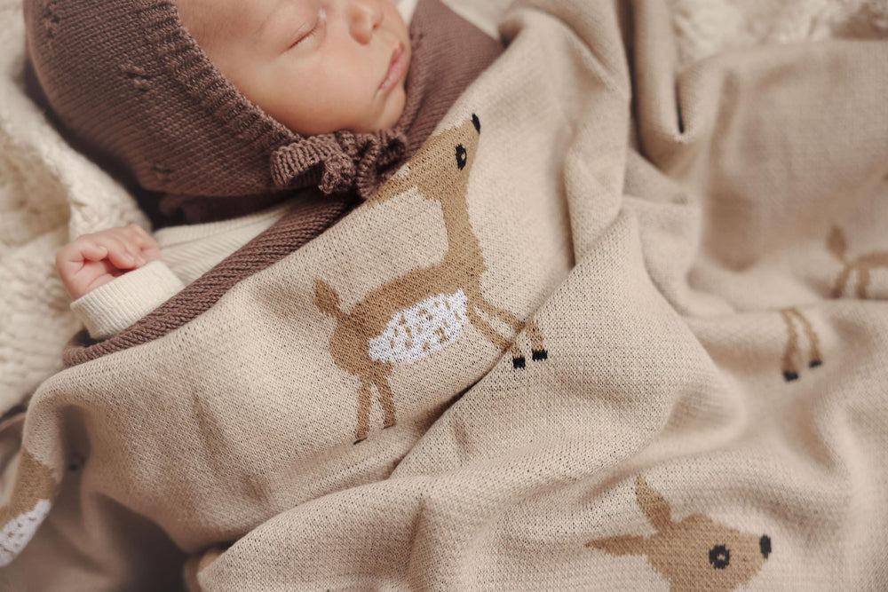 Bleu La La size 36x32 blanket, fits newborns through toddlers for growing comfort