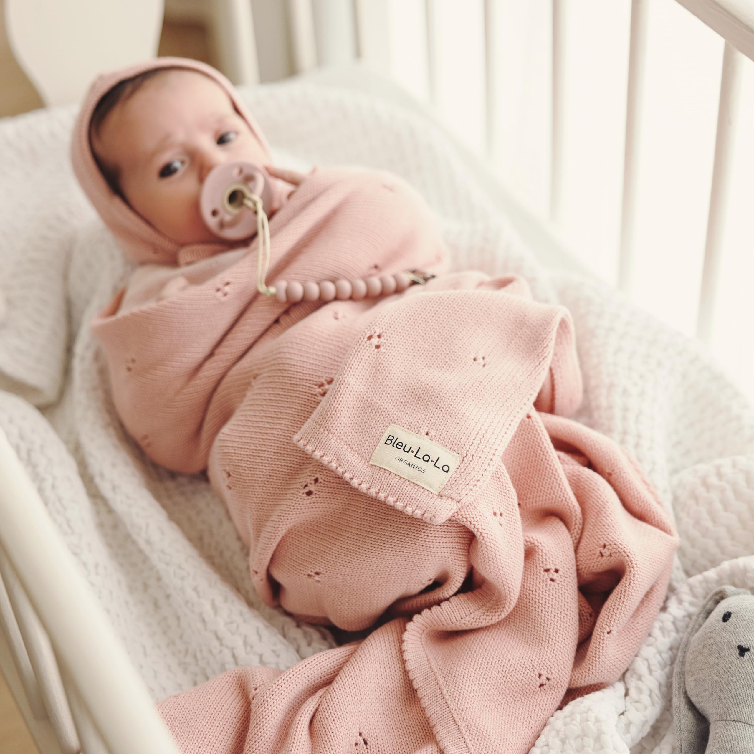 Bleu La La fine-knit cotton feels breathable and cozy.