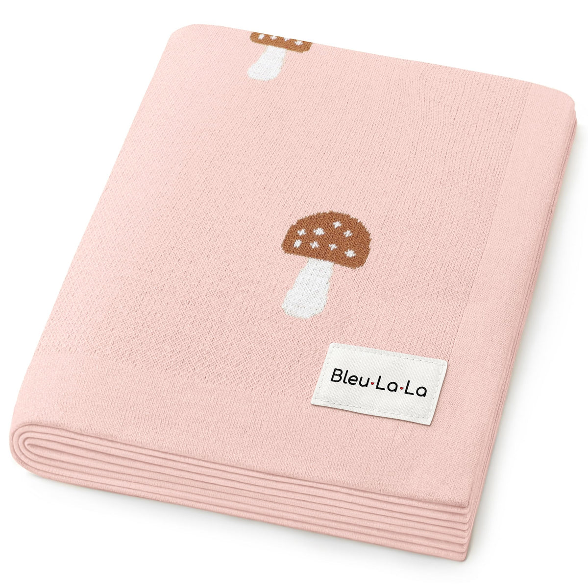 Bleu La La swaddle mushroom pink front view, buttery-soft cotton for newborn comfort