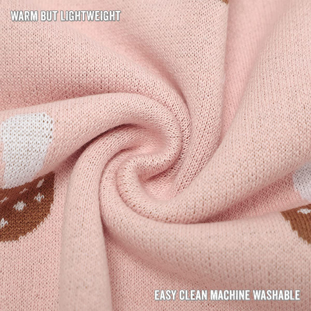 Bleu La La swaddle mushroom pink texture closeup shows breathable cotton weave