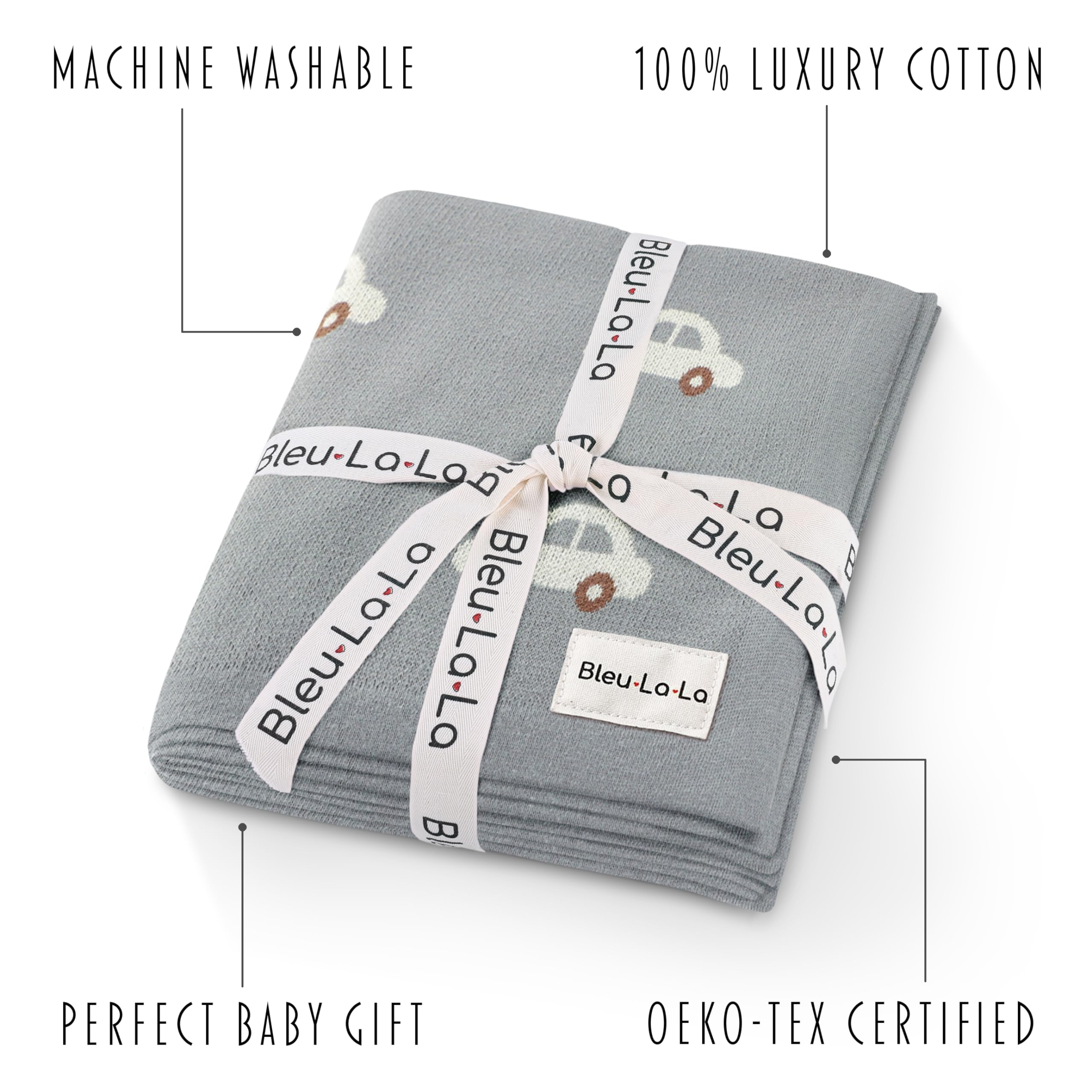 Bleu La La swaddle in nursery demonstrates versatile cozy use for newborns