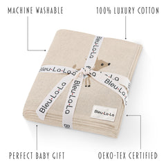 Bleu La La swaddle in stroller scene, versatile wrap for on-the-go moments