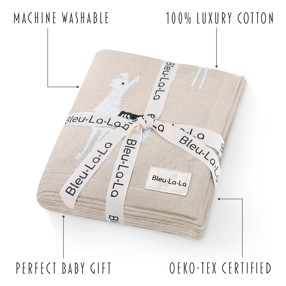 Bleu La La swaddled baby in the cozy blanket demonstrating breathable comfort.
