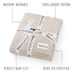Bleu La La swaddled baby in the cozy blanket demonstrating breathable comfort.