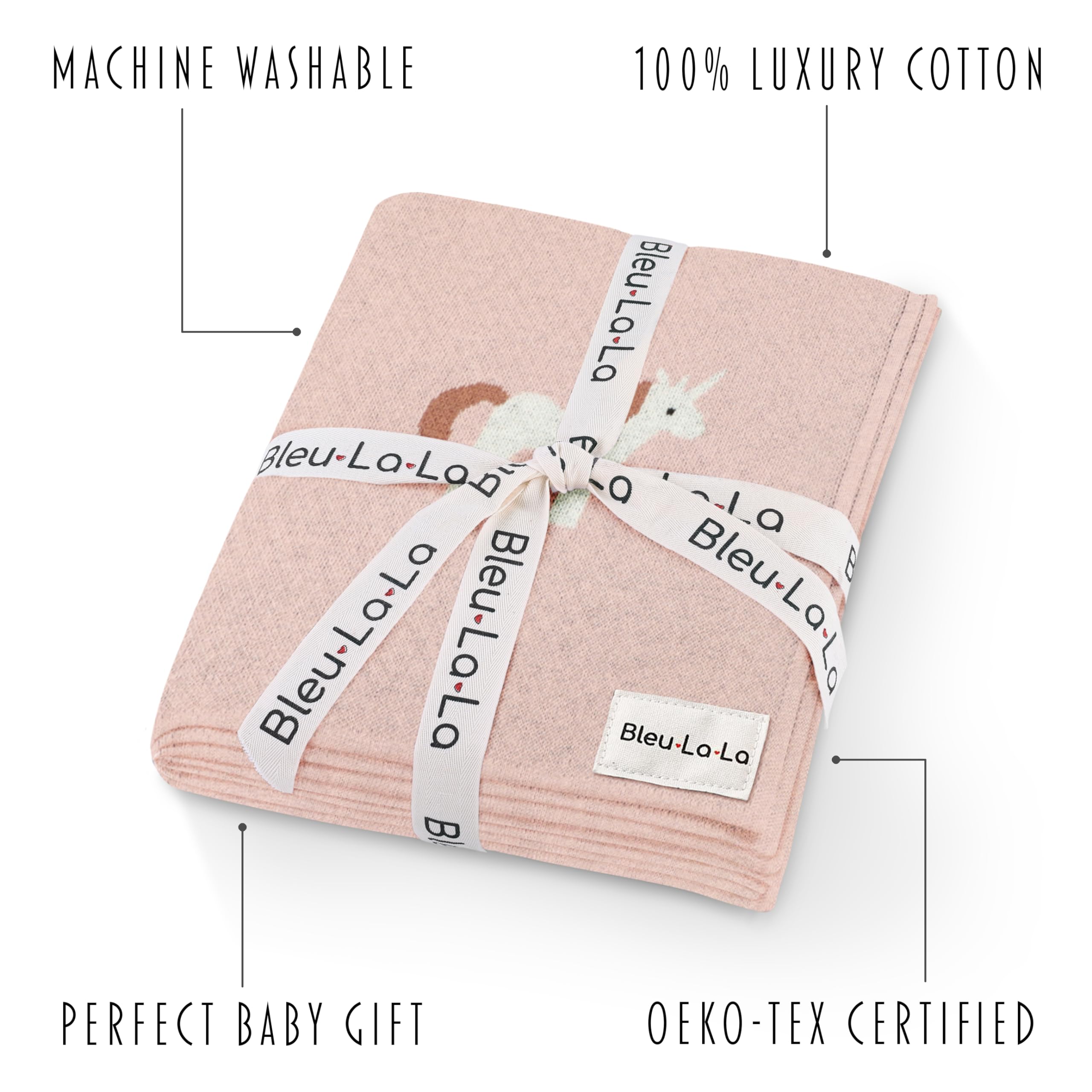 Bleu La La Unicorn Pink swaddle on a newborn for breathable comfort.