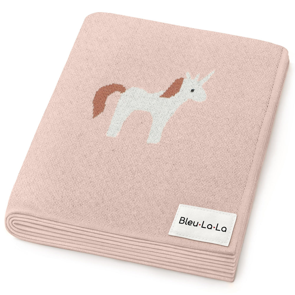 Bleu La La Unicorn Pink swaddle close-up, buttery-soft cotton for gentle skin.