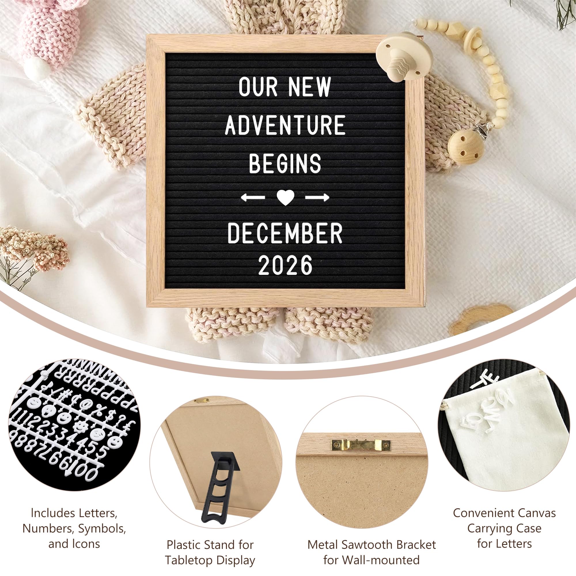Blinking Stars felt letter board storage pouch keeps letters organized on the go.