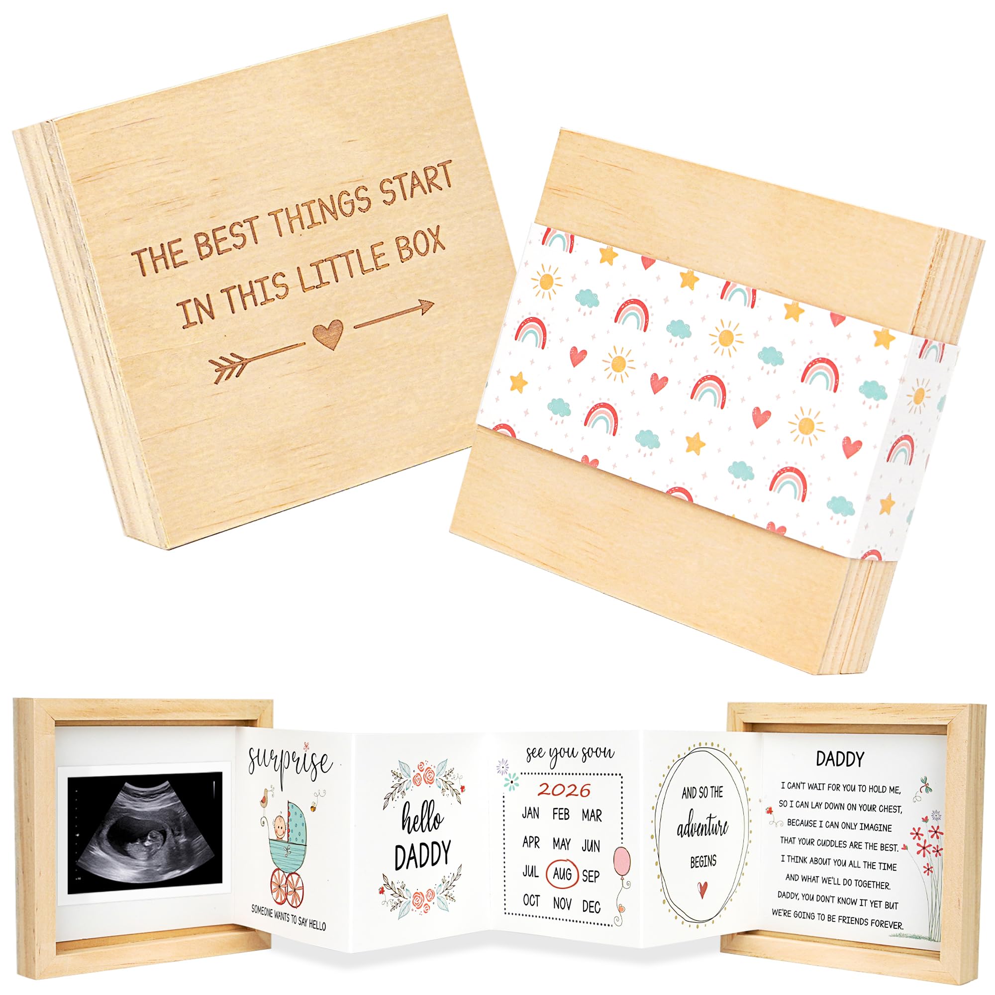 Blinking Stars pregnancy announcement box front view, a ready-to-share keepsake for news moments