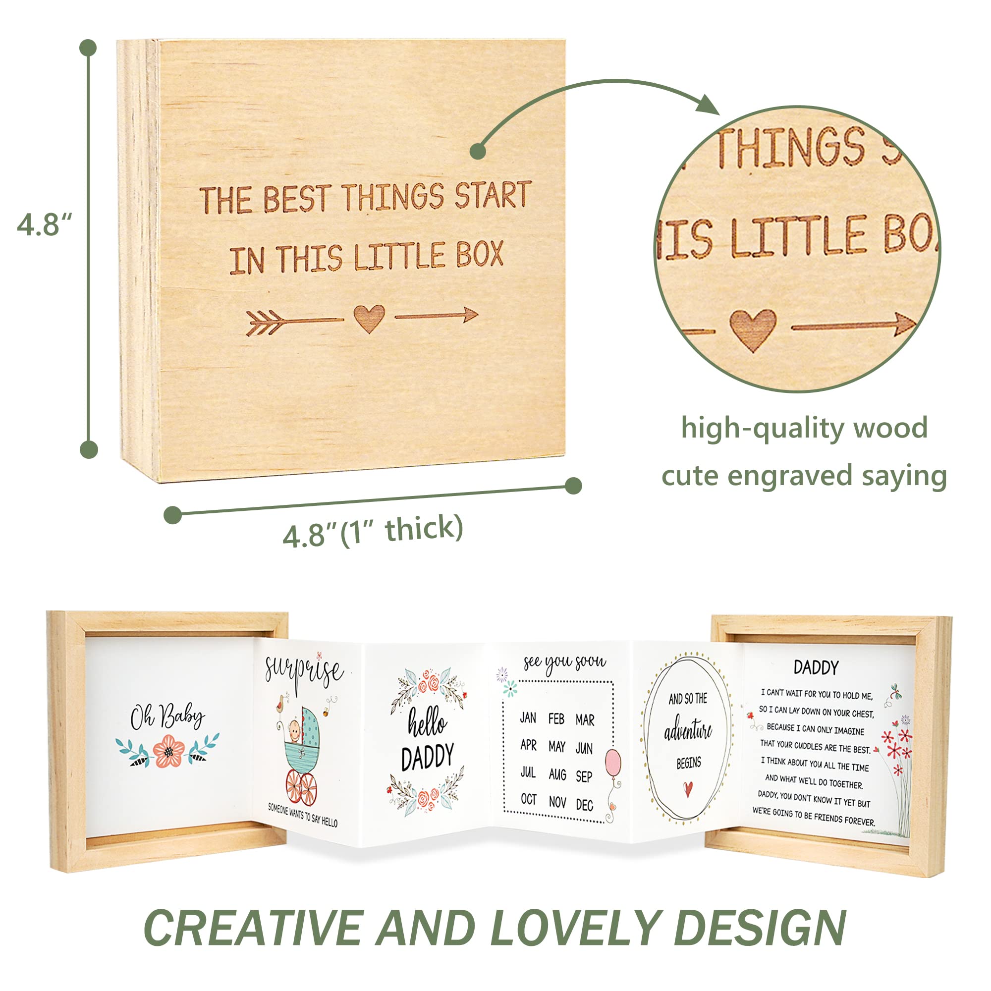 Blinking Stars pregnancy announcement box interior, with note cards for heartfelt messages and memories