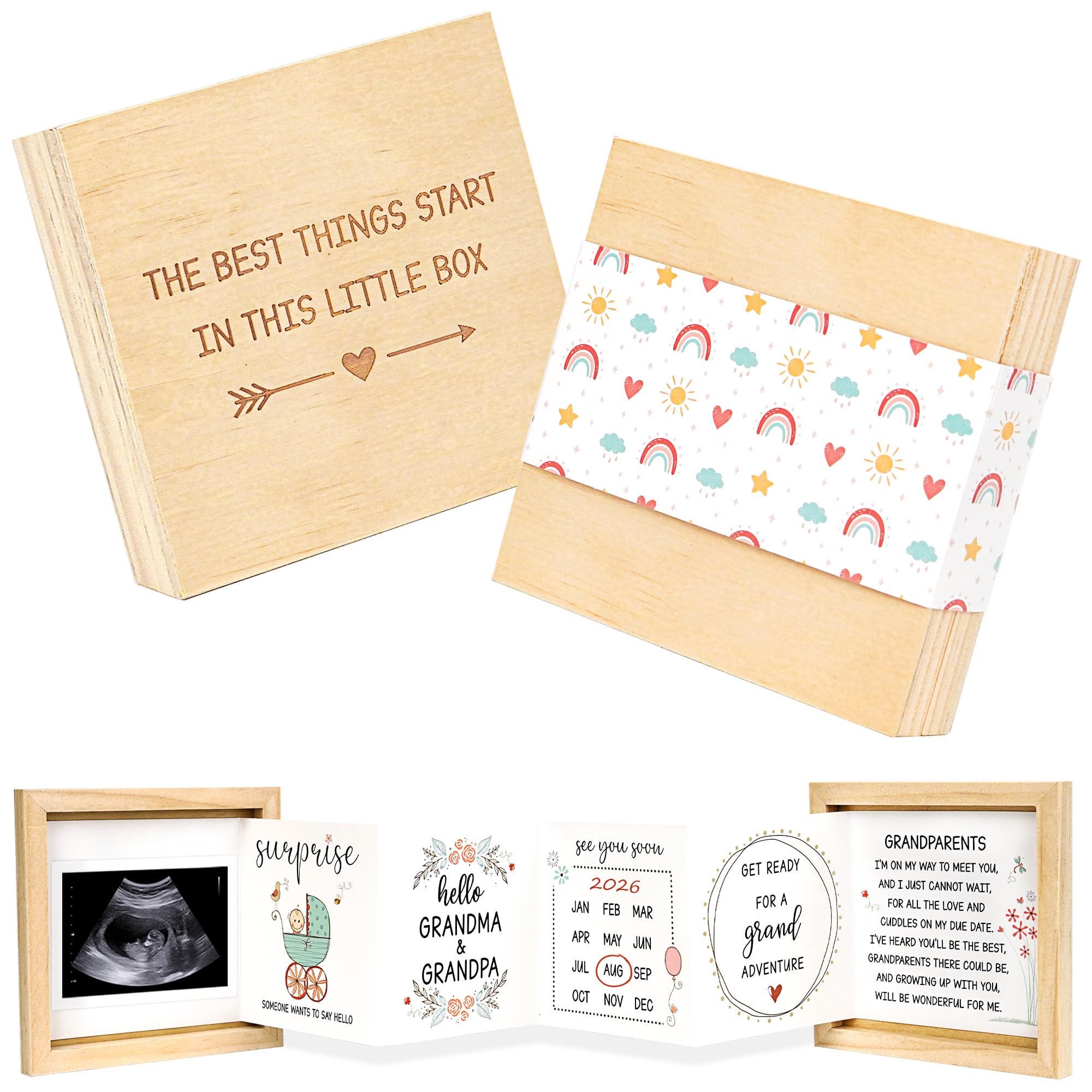 Blinking Stars pregnancy keepsake box open for grandparents to reveal the news