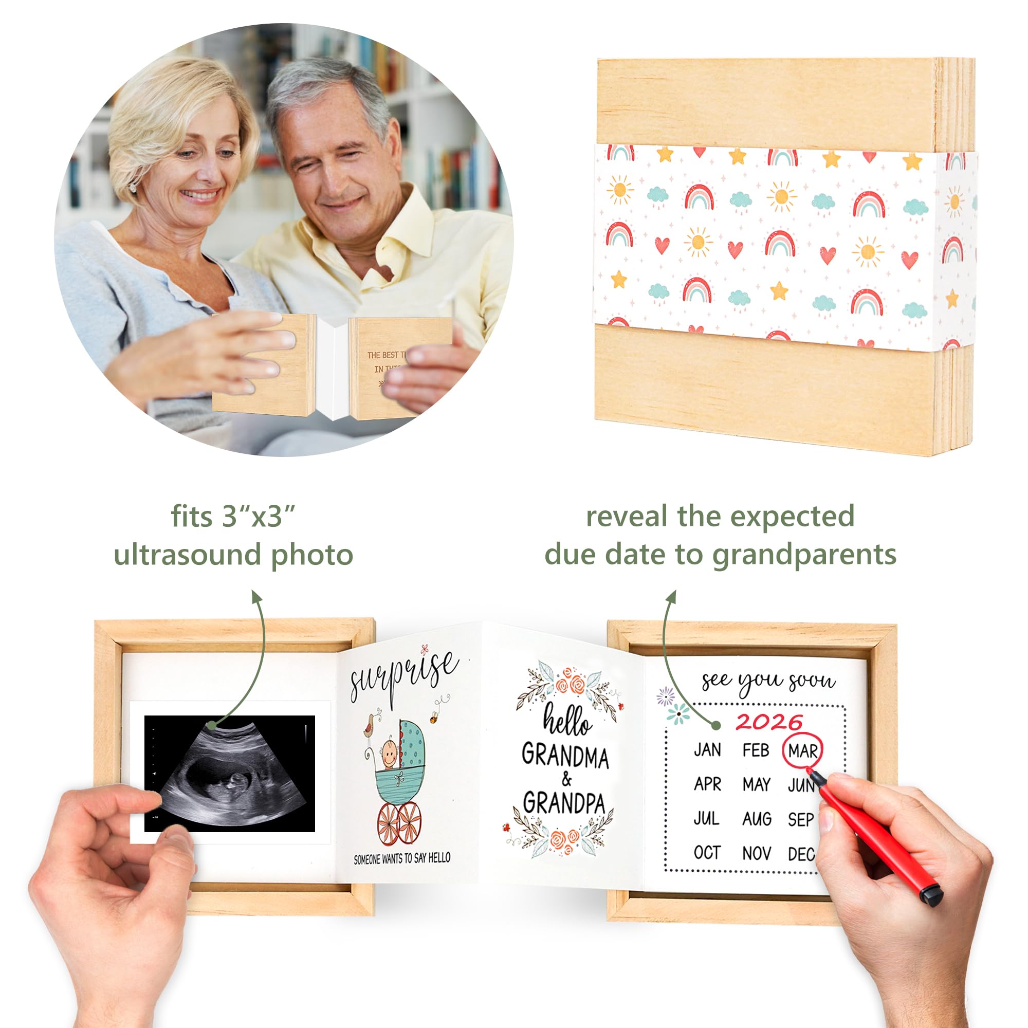 Blinking Stars sonogram photo insert, ideal for a heartfelt physical reveal