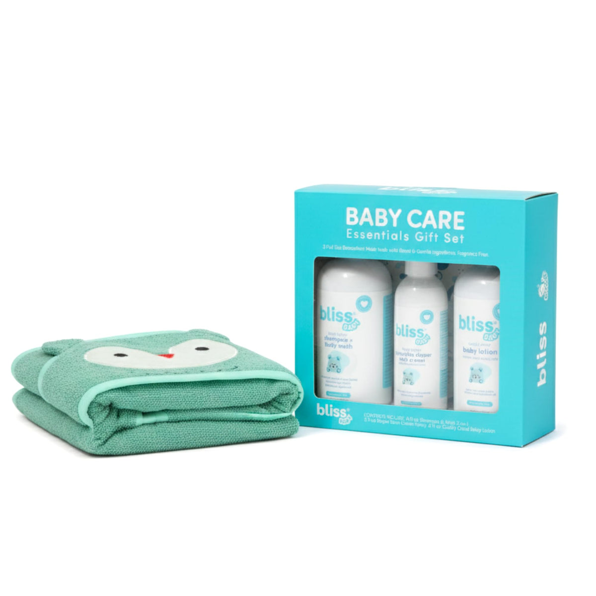 Bliss Baby Care Essentials Gift Set packaging showing all-in-one newborn bath items