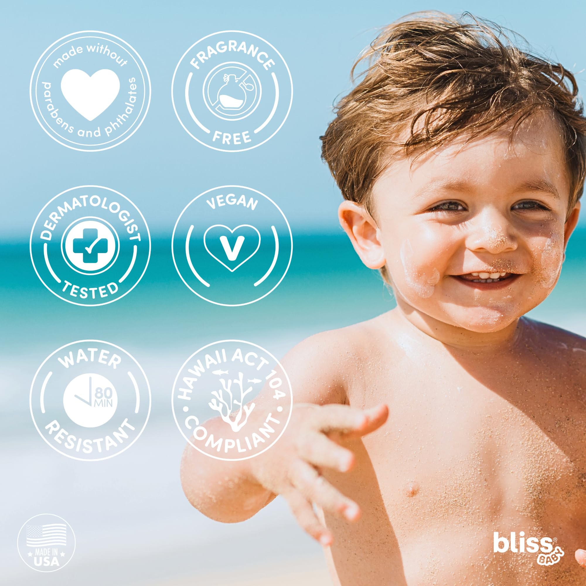 Bliss Baby Mineral Sunscreen Stick fragrance-free formula nourishes sensitive skin with shea butter.