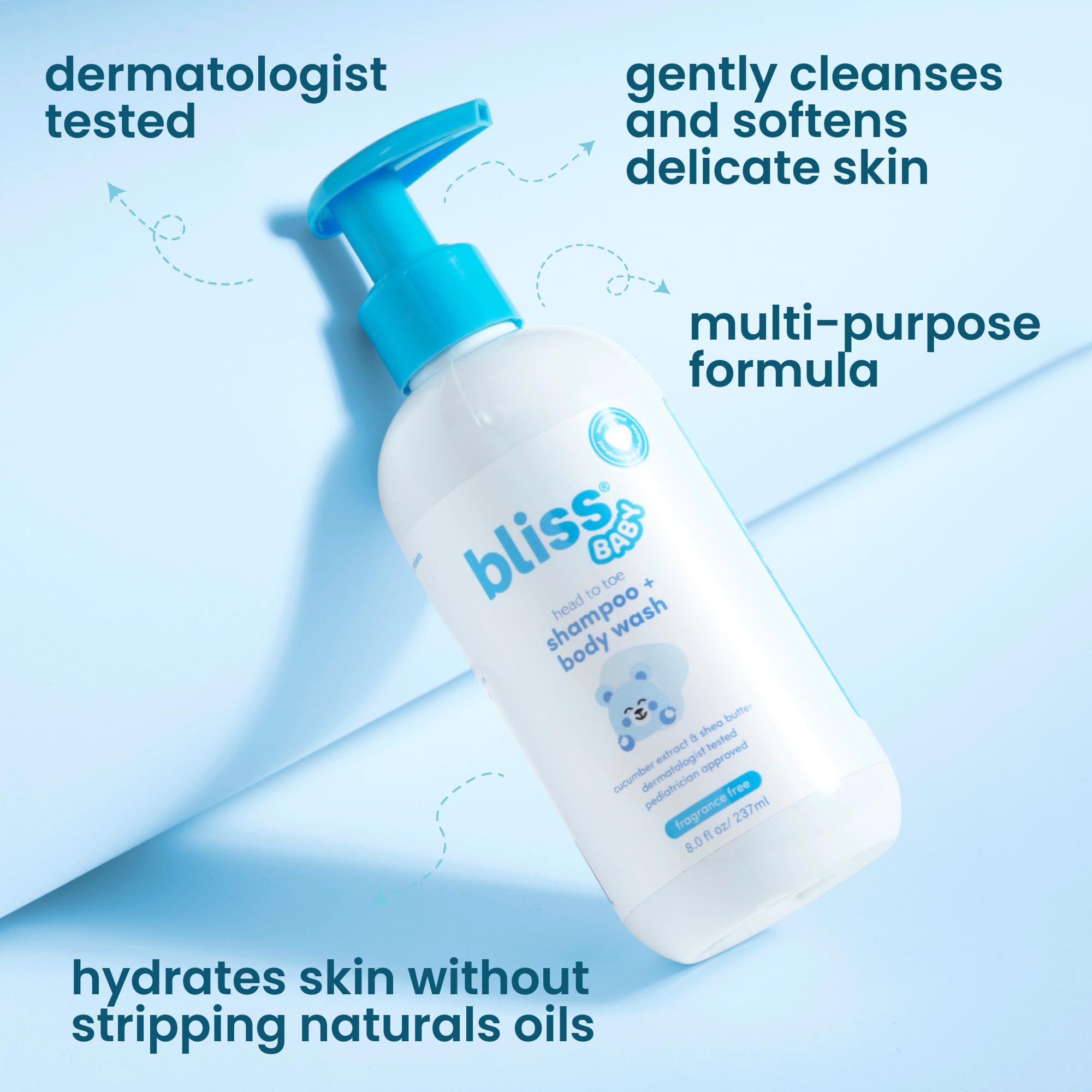 Bliss 2-in-1 foam forming during bath time for easy lather