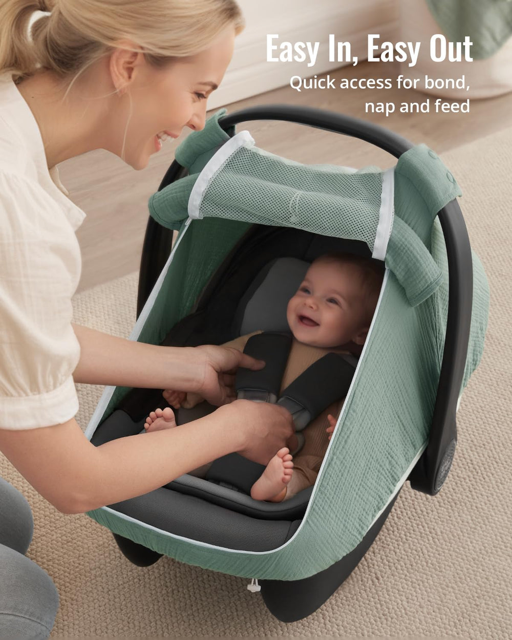 Two-layer design offers mesh visibility and muslin shade in one.