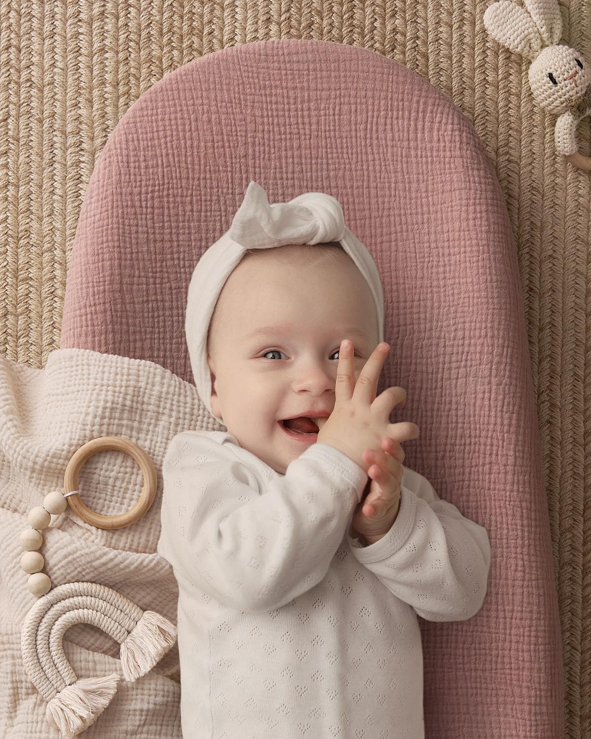 Blissful Diary contoured anti-roll sides securing baby during changes