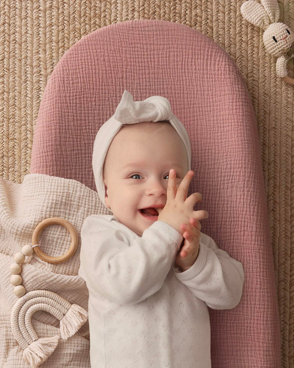 Blissful Diary contoured anti-roll sides securing baby during changes