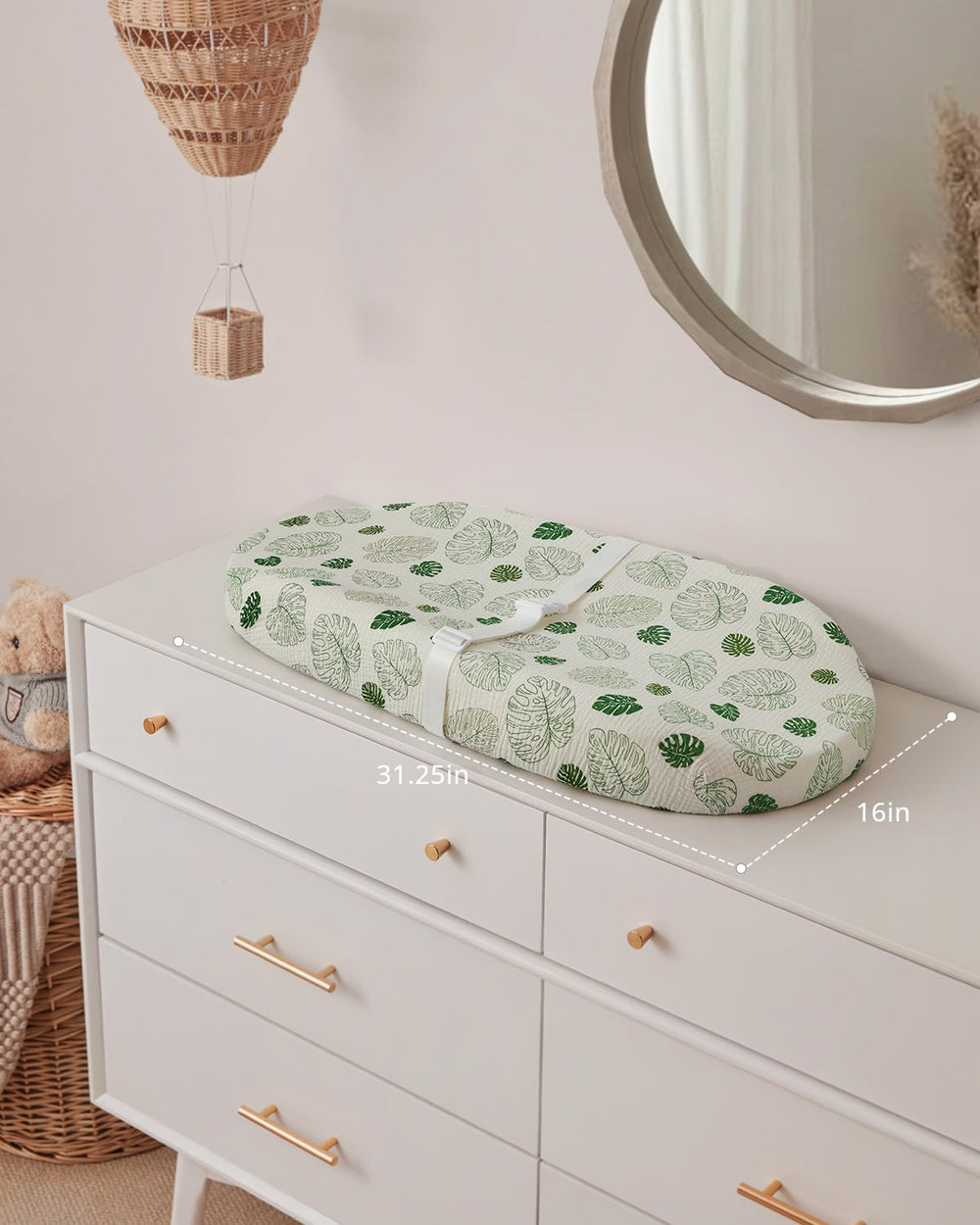 Blissful Diary anti-roll sides keep baby secure during diaper changes.