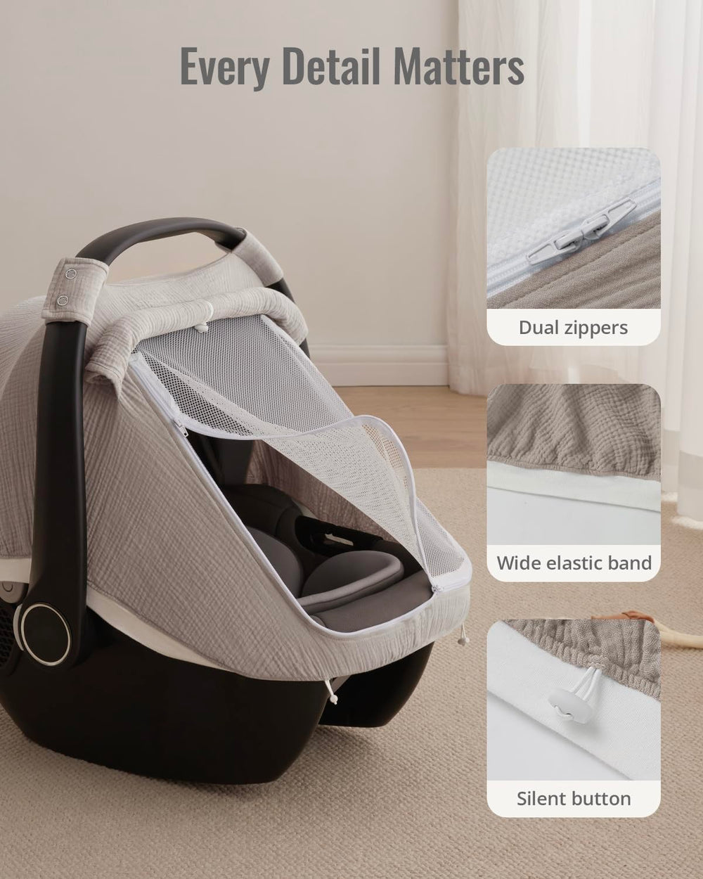 Soft, durable muslin fabric stays gentle through washes.