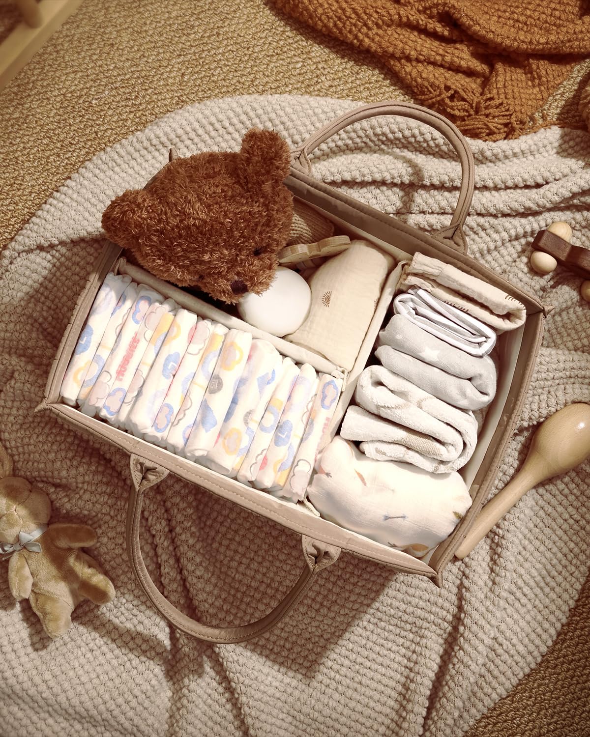 Blissful Diary mocha brown organizer complements nursery decor and routines.