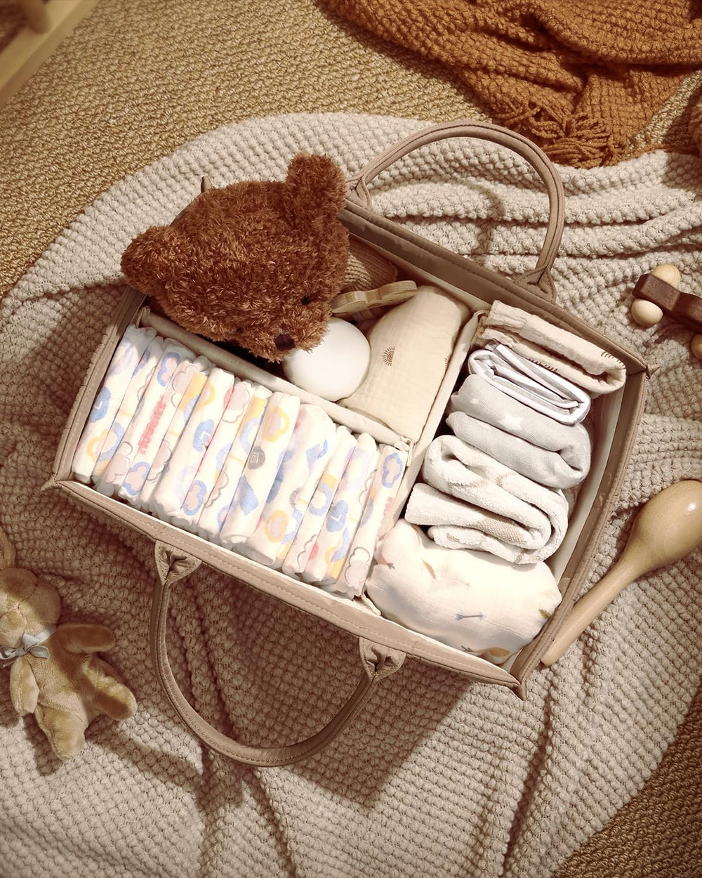 Blissful Diary mocha brown organizer complements nursery decor and routines.