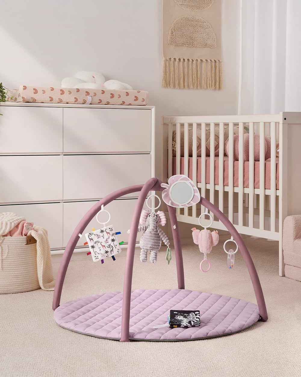Blissful Diary play gym mat elephant toy provides tactile stimulation