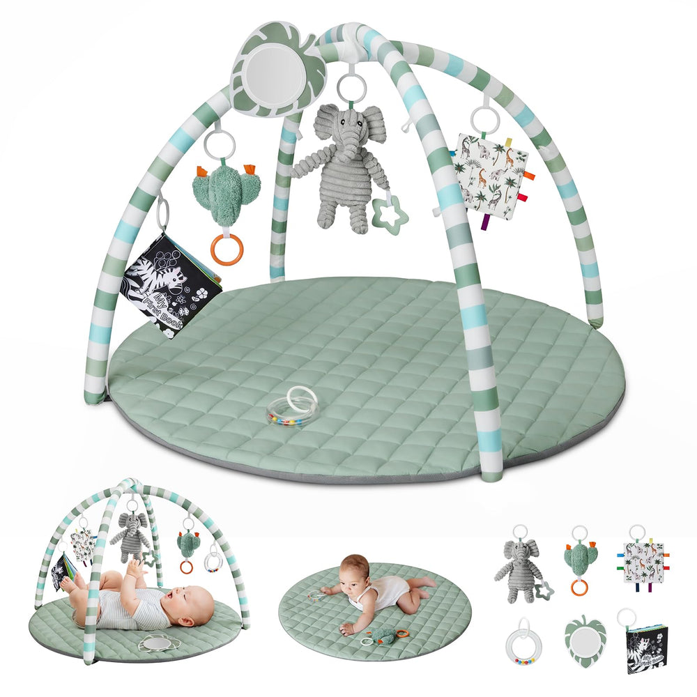 Blissful Diary baby play mat in sage green for cozy tummy time.