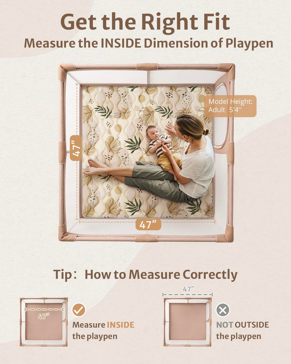 Blissful Diary mat 47x47 fits inside most playpens for versatile placement.