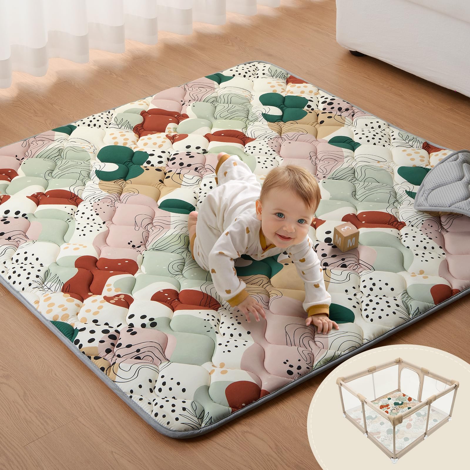 Blissful Diary baby play mat with 50x50 foam padding for cushioned playtime.