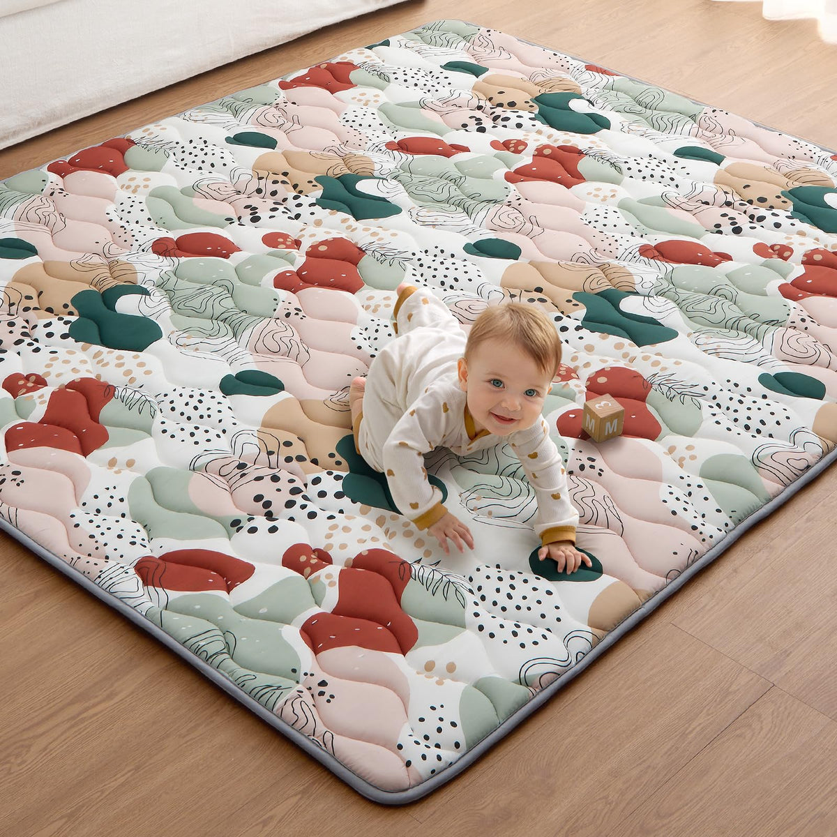 Blissful Diary baby play mat 71x59 inches provides spacious floor play.