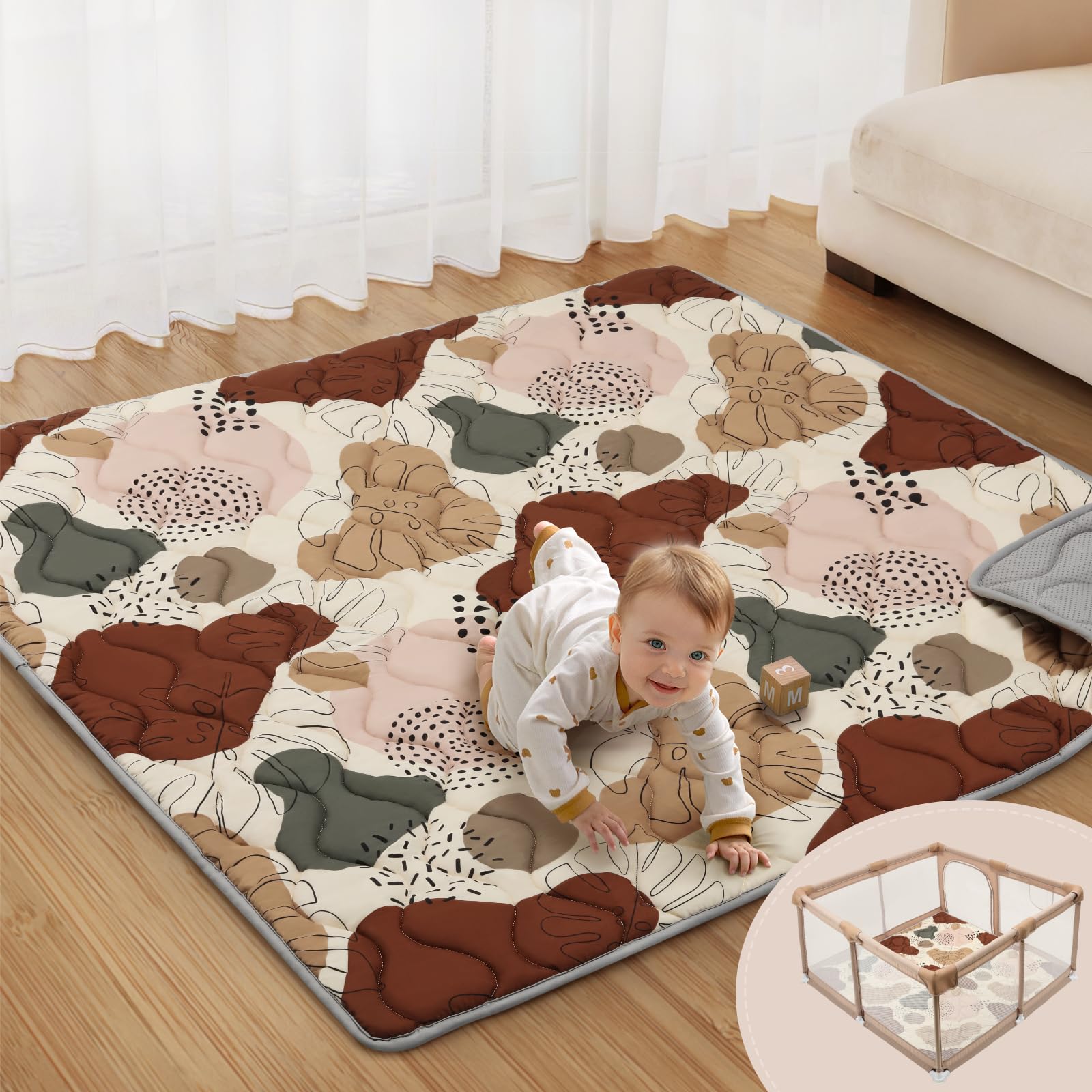 Blissful Diary baby play mat with foam surface cushions safe crawling