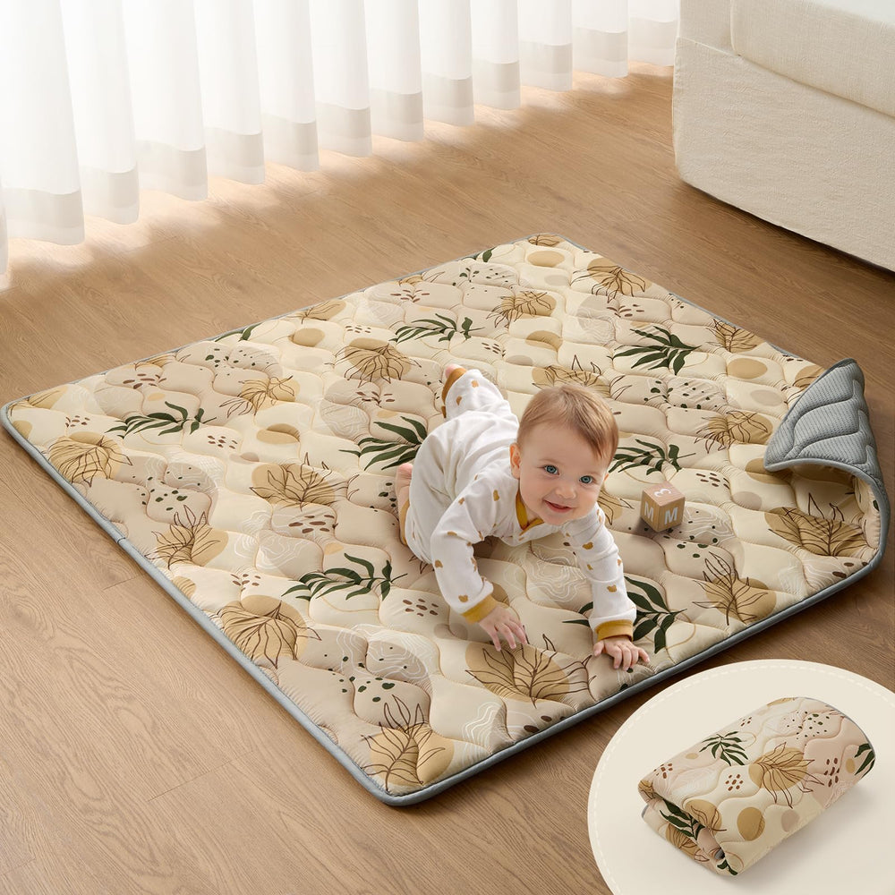 Blissful Diary 43x43 baby play mat foldable for easy travel and setup.