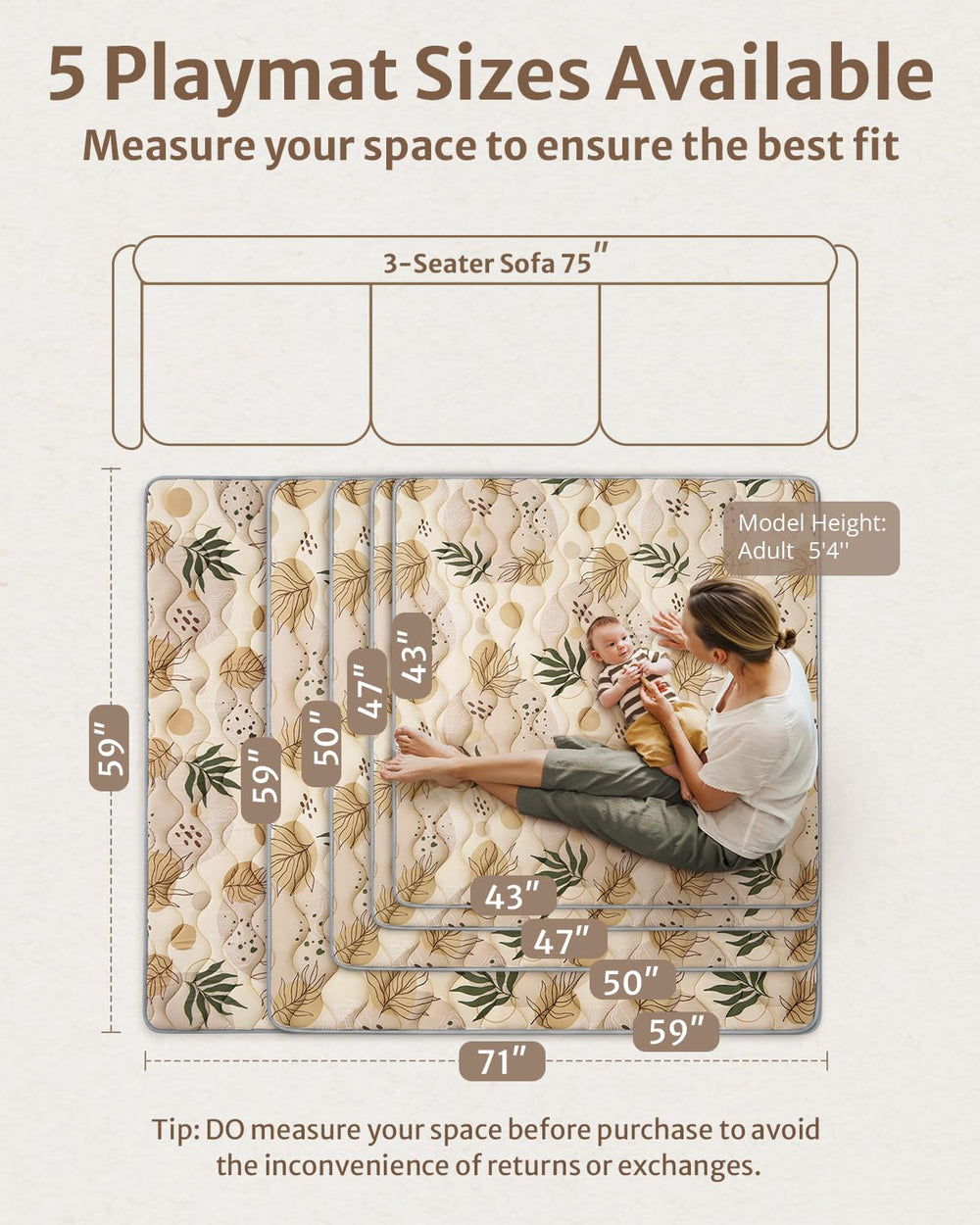 Blissful Diary 71x59 inch mat provides ample crawling space