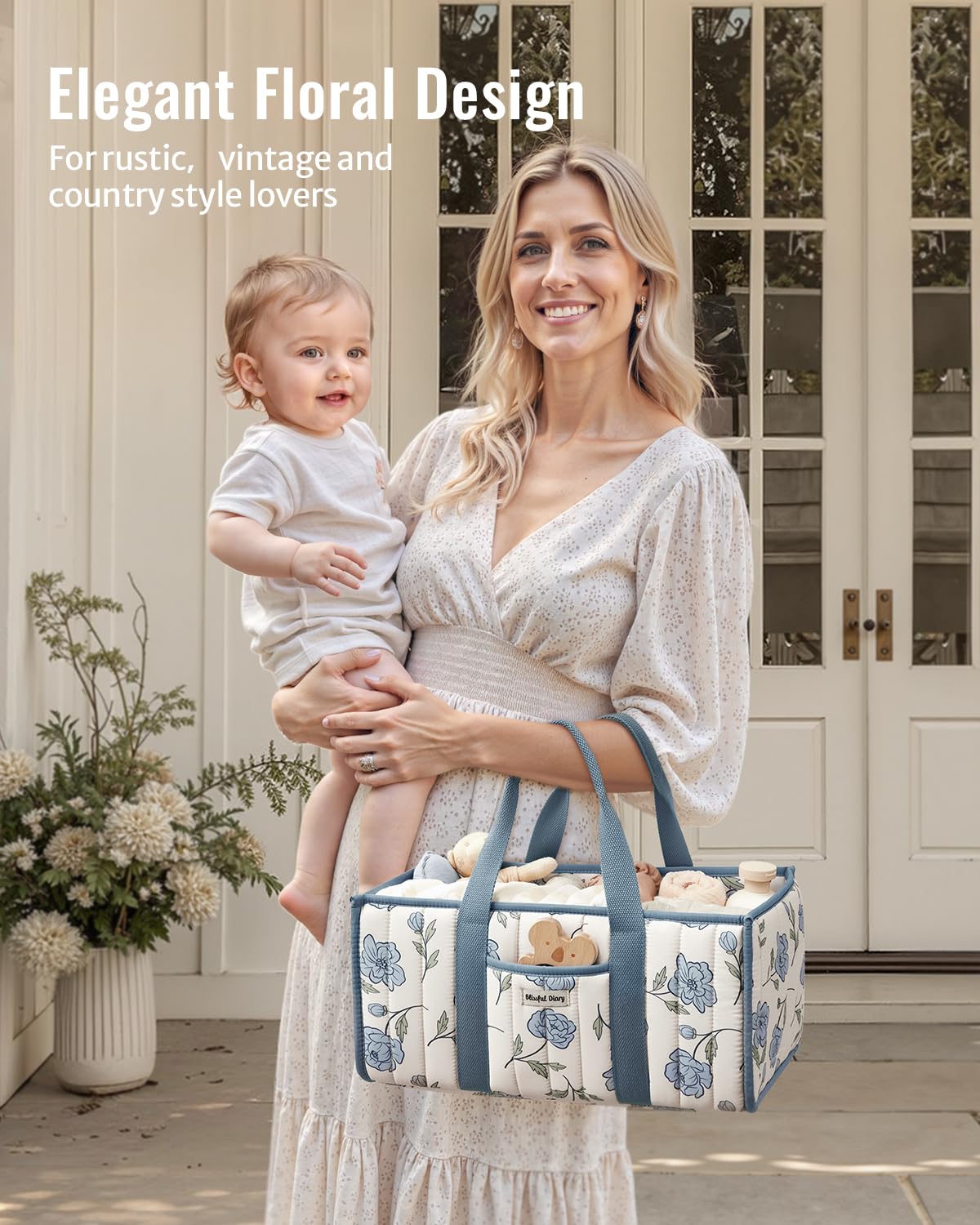 Blissful Diary diaper basket makes a stylish baby shower gift.