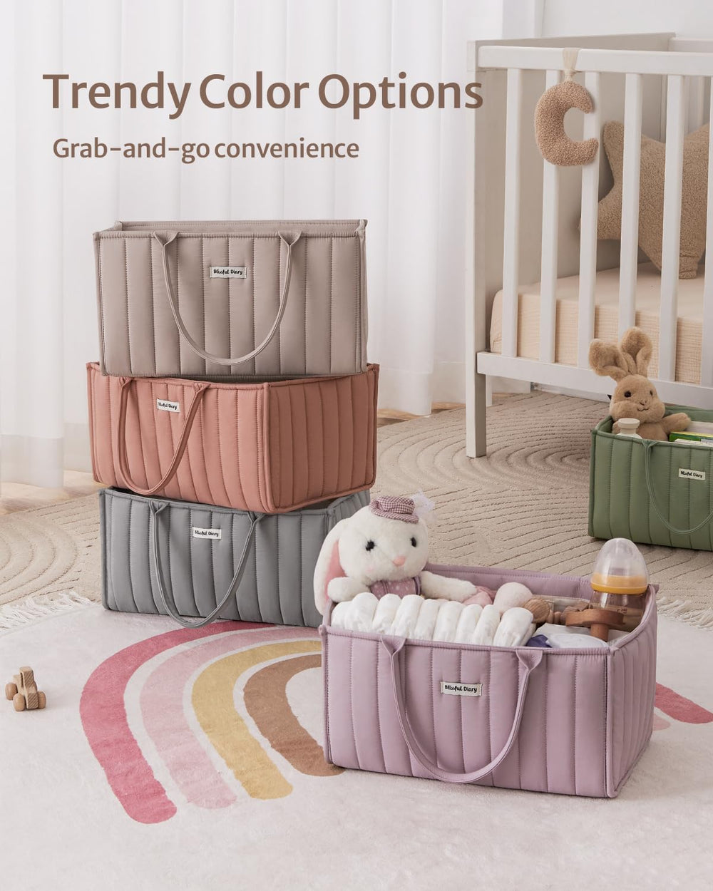 Blissful Diary gift-ready diaper caddy for baby showers.