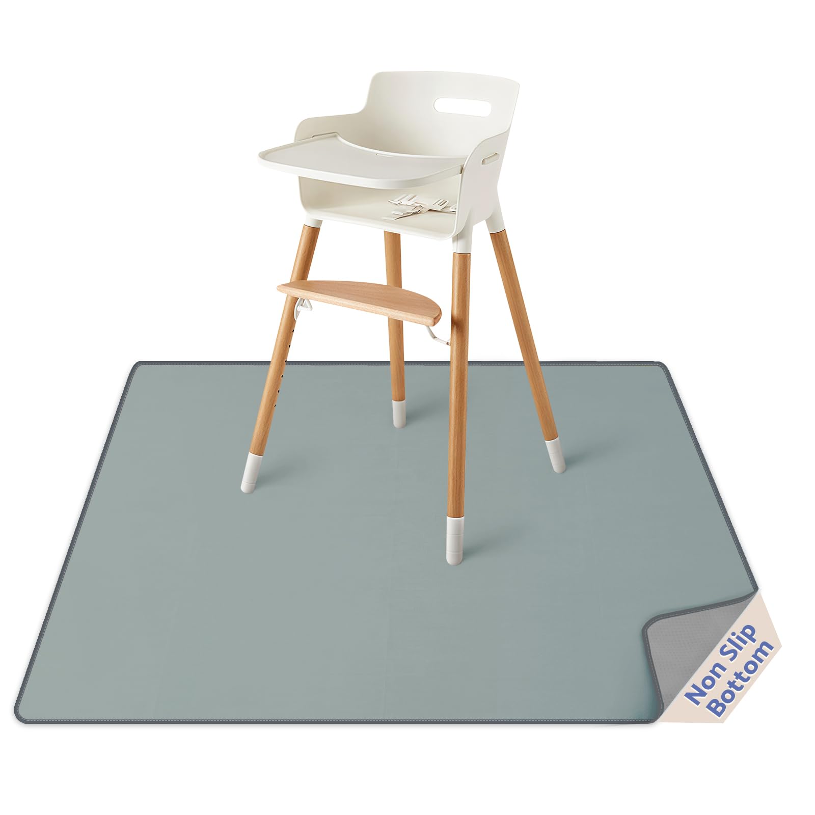 Blissful Diary baby splat mat under high chair protects floors from spills
