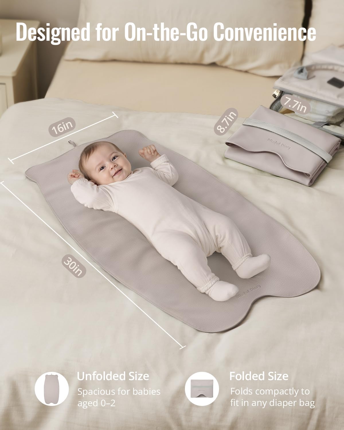 Blissful Diary bear-shaped taupe changing pad adds cute style to diaper changes.