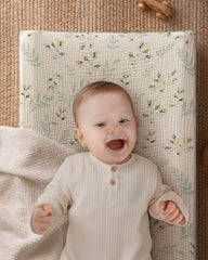 Blissful Diary pad features contoured anti-roll sides to keep baby centered