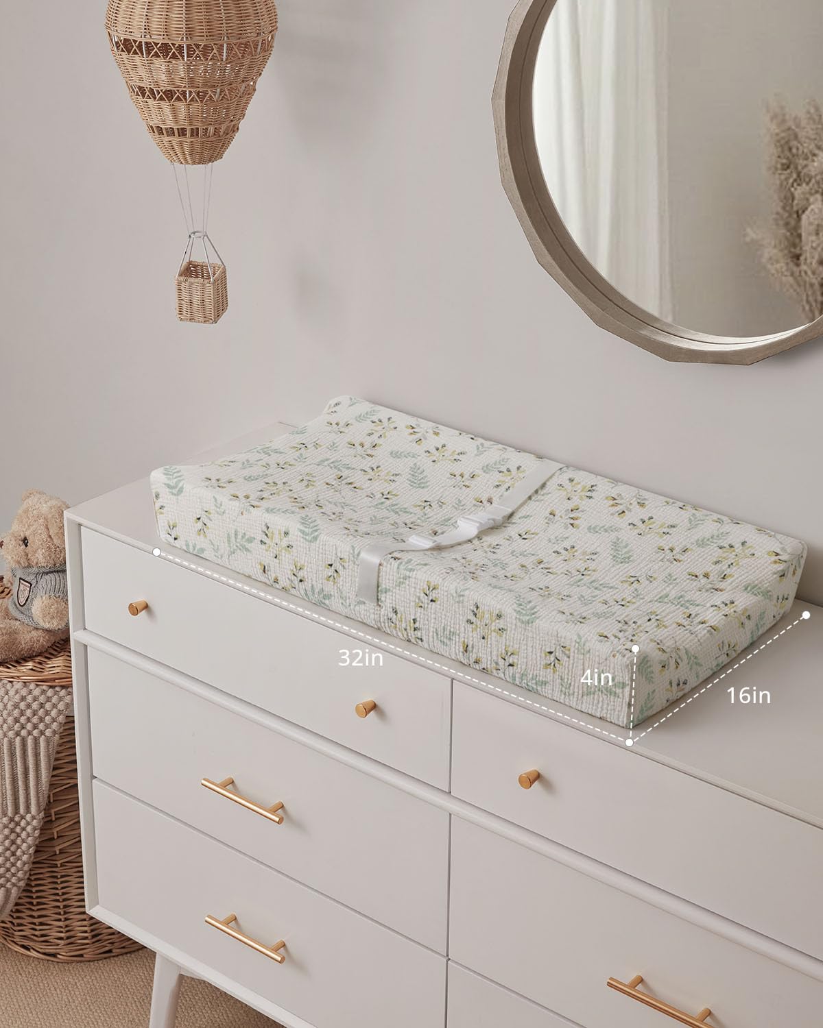 Blissful Diary rectangular changing pad fits standard dressers and tables